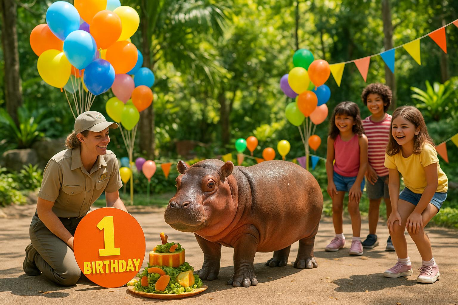 ลูกฮิปโปหมูแดง ฉลองครบรอบ 1 ปี